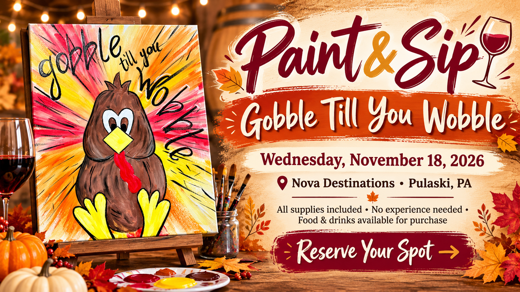 Paint & Sip – Gobble Till You Wobble!